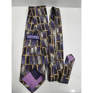 The V Foundation Necktie Mens One Size Purple Gold Geometric Abstract Jimmy Z